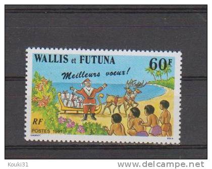 Wallis Et Futuna YT 423 ** : Père Noël Et Traîneau - 1991 - Neufs