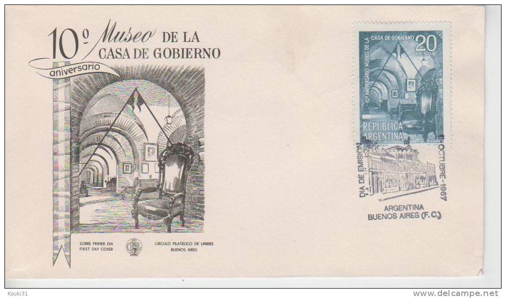 Argentine YT 799 FDC : Musée Gouvernemental - FDC