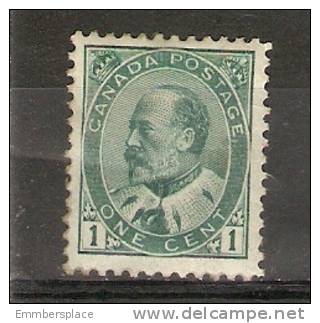 CANADA - 1903 EDWARD VII 1c GREEN UNUSED? (Paper Adherence & Heavy Hinge) - Gebraucht