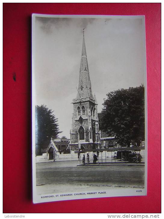 CPSM-ANGLETERRE-ROMFORD,ST.EDWARS CHURCH,MARKET PLACE-ANIMEE EN PETIT-VOITURE -NON VOYAGEE-PHOTO RECTO / VERSO - Autres & Non Classés