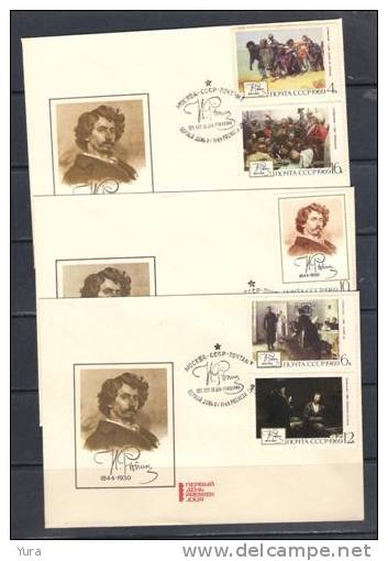 USSR 1969   Mi Nr 3651/5 Painter I.Repin  3FDC - FDC