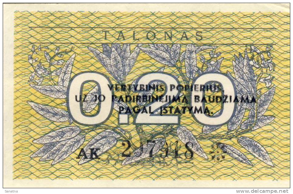 Lietuva Lithuania 0.20 Vertybinis Popierius - Lituanie