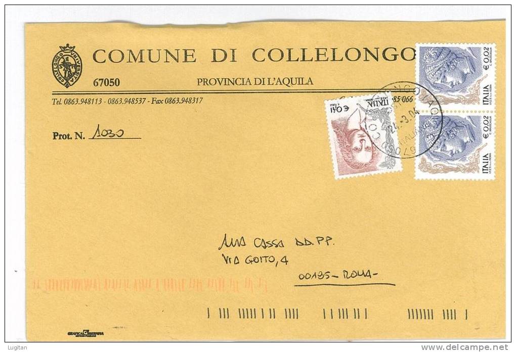 COLLELONGO CAP 67050  PROV. AQUILA - ANNO 2004 - AQ - LS - ABRUZZO -TEMATICA COMUNI D'ITALIA - STORIA POSTALE - Macchine Per Obliterare (EMA)