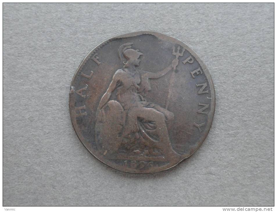 1896 - Half Penny - Angleterre - C. 1/2 Penny