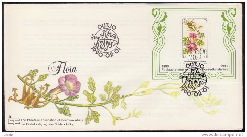 SOUTH WEST AFRICA SWA 1990 Flora MS-SS FDC Unaddressed [D8582] - Africa Del Sud-Ovest (1923-1990)