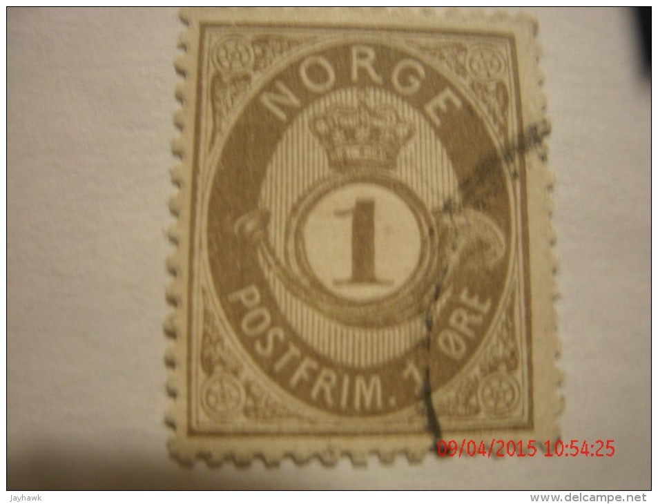 NORWAY, SCOTT# 22, 1 Ore BROWN-GRAY, USED - Gebruikt