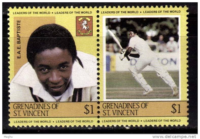 St. Vincent & Grenadines MNH  Pair, Cricket, Sports - St.-Vincent En De Grenadines