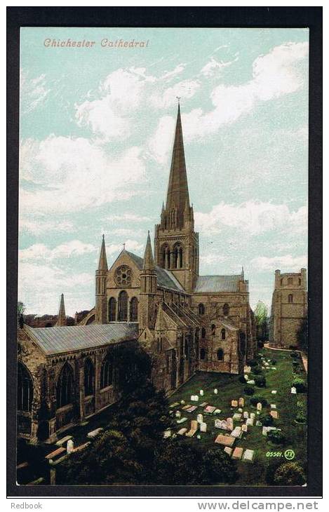 RB 825 - Early Postcard Chichester Cathedral &amp; Graveyard Sussex - Chichester