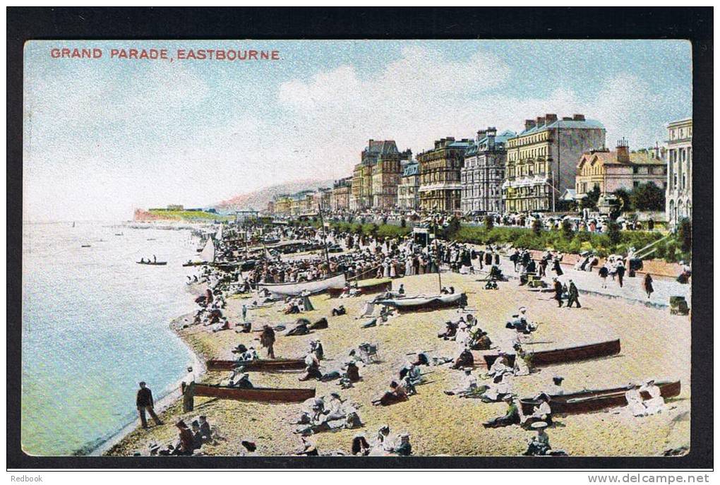 RB 825 -Early Postcard Grand Parade &amp; Beach Eastbourne Sussex - Eastbourne