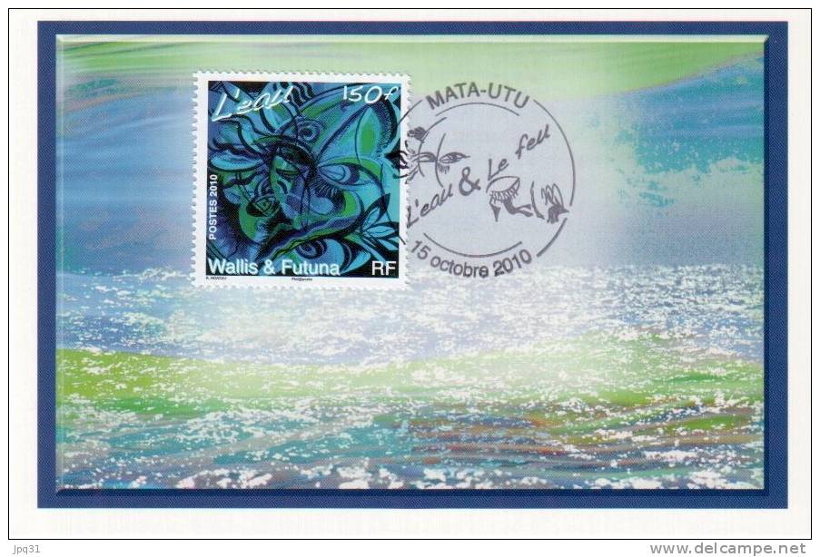 2 Cartes Premier Jour Wallis Et Futuna 15/10/10 - L´eau Et Le Feu - Mata Utu - Maximum Cards