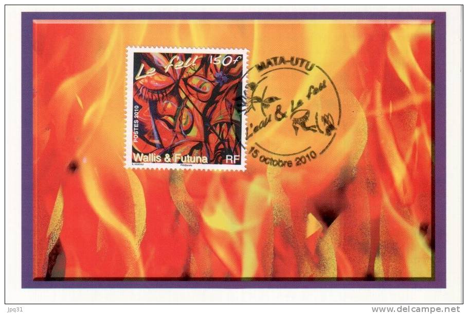 2 Cartes Premier Jour Wallis Et Futuna 15/10/10 - L´eau Et Le Feu - Mata Utu - Maximum Cards