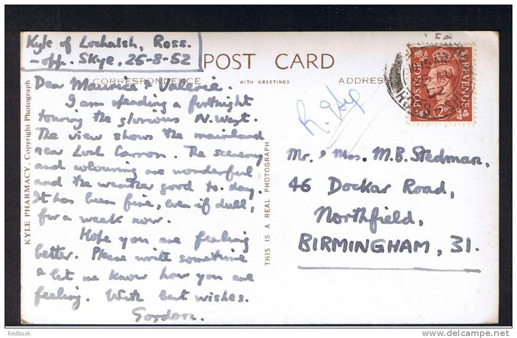 RB 825 - 1952 Real Photo Postcard Plockton Ross-shire Scotland - Ross & Cromarty