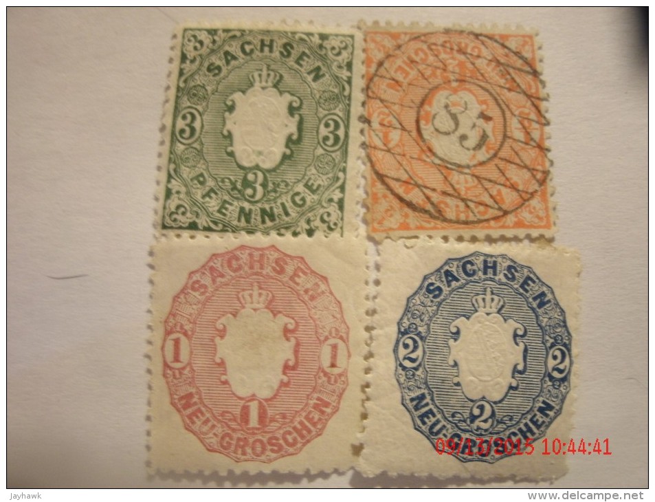 SAXONY, SCOTT# 15 MINT OGH, 16aUSED, 17 MINT OGH,18 MINT OGH - Sachsen