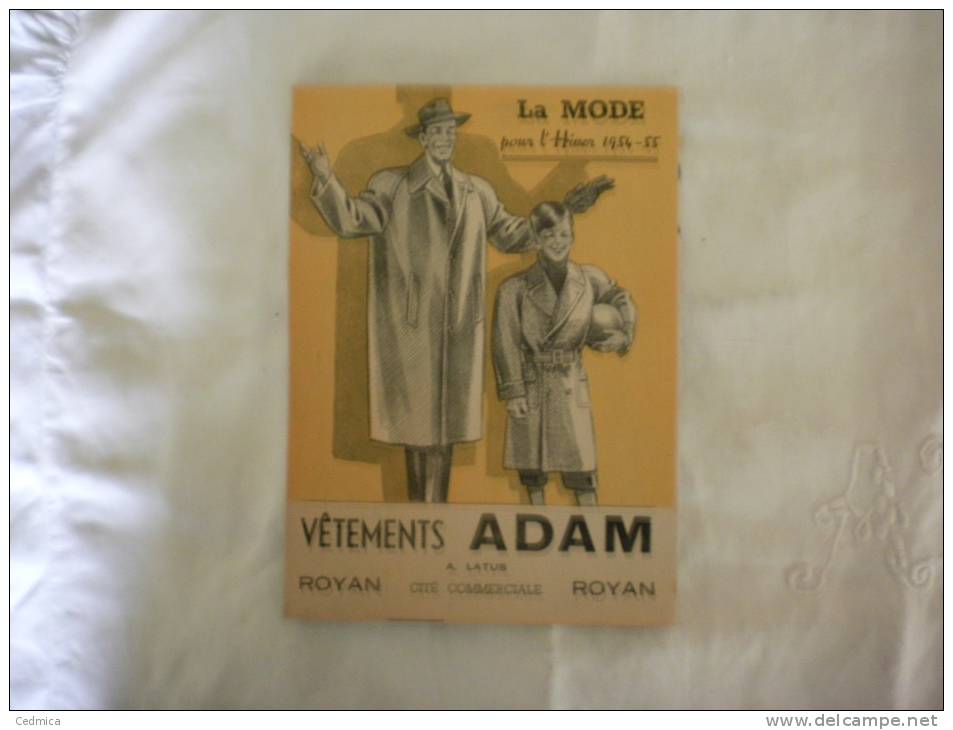 DEPLIANT  PUBLICITAIRE 1954-55 ROYAN 17 VETEMENTS ADAM A.LATUS CITE COMMERCIALE - Publicités