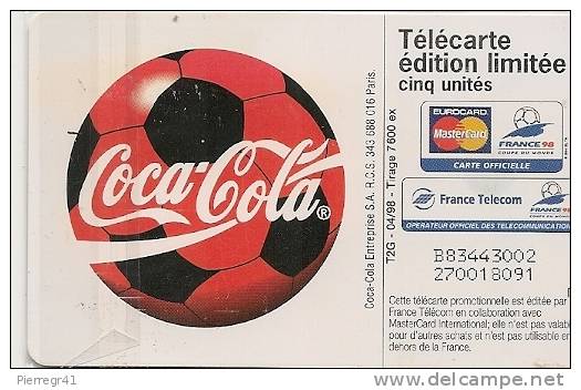 CARTE-PRIVEE-5U-GN 437-04/98-GEM2-COCA COLA FRANCE 98-TBE -LUXE - 5 Eenheden