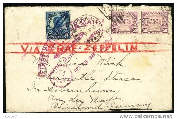 "Graf Zeppelin (LZ 127) 1928" , USA FIRST FLIGHT AIRMAIL.   (J04028) - Zeppelin