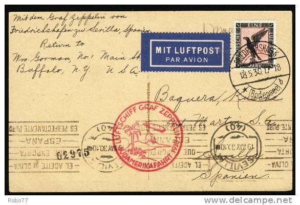 "Graf Zeppelin (LZ 127) 1930" , Germany SUDAMERIKA FAHRT.   (J04027) - Zeppelins