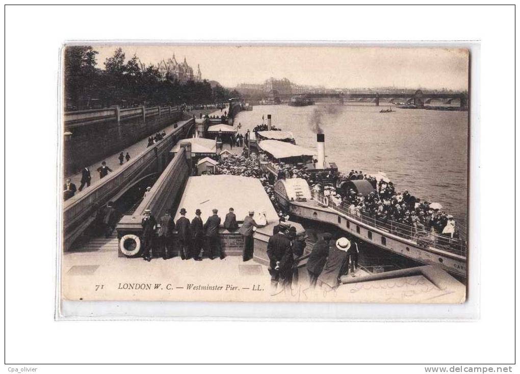 UK London Londres, Westminster Pier, Bateau Vapeur, Bien Animée, Ed Ll 71, London W.C, 190? - River Thames