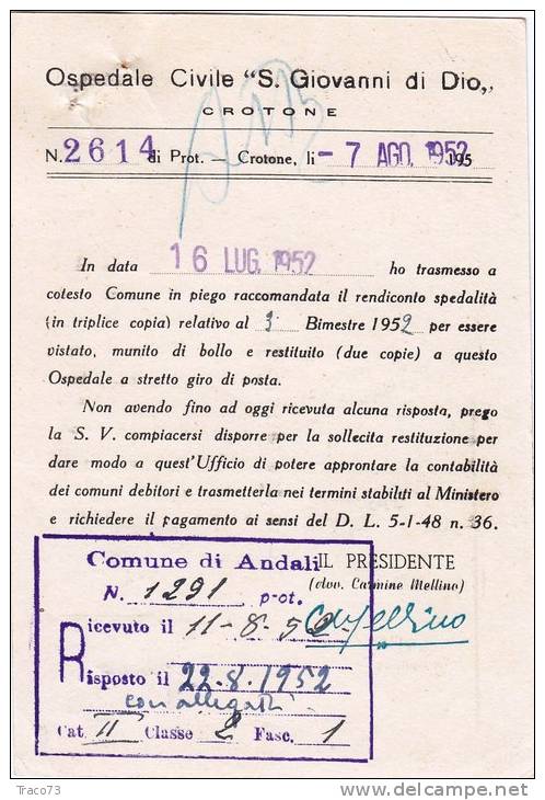 OSPEDALE S.G. DI DIO  (KR ) /  CALABRIA - Tematica Comuni D´Italia - Storia Postale Repubblica - Macchine Per Obliterare (EMA)