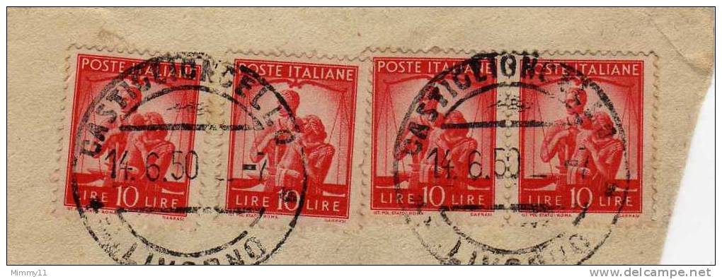 Lotto Francobolli Antichi - Italia - Regno - Quartine E Terzine Su Frammento - Afgestempeld
