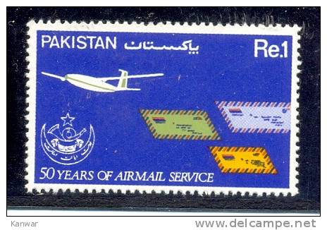1981 PAKISTAN 50 YEARS OF AIR MAIL SERVICE AEROPLANE AIR MAIL ENVELOPES UMM. - Pakistan