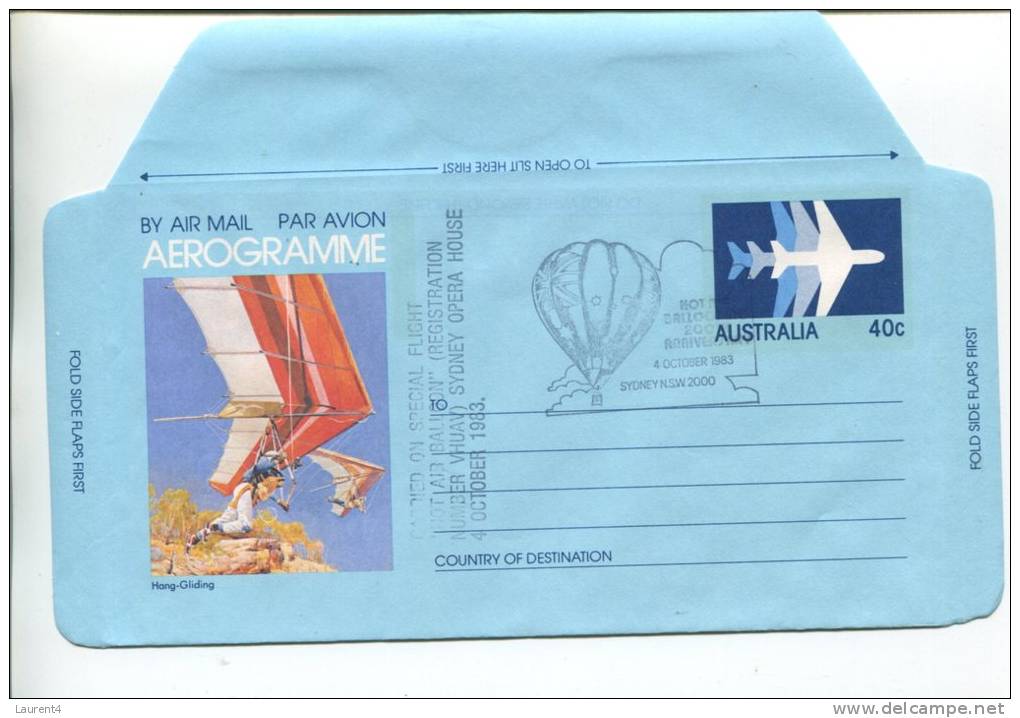 (444) Aerogramme Hot Air Balloon Special Postmark - Aérogrammes