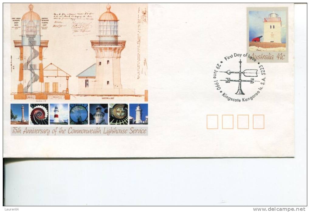 (444) FDC Australia - Premier Jour Australie - 1990 - Lighthouse - Aerograms