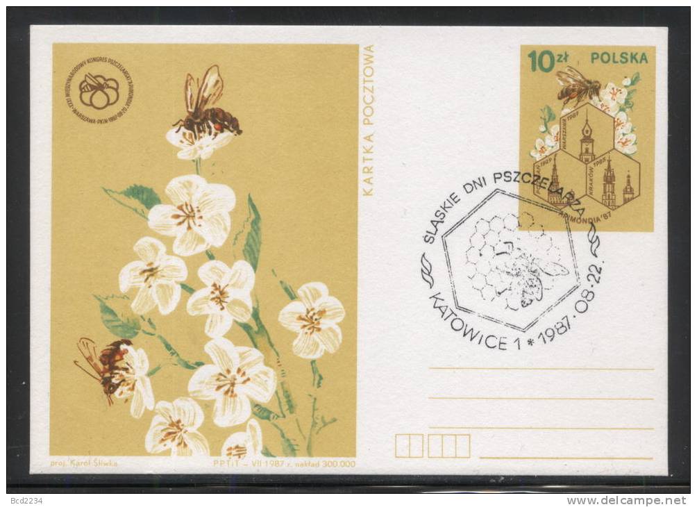POLAND 1987 (22 AUG KATOWICE) LOWER SILESIA BEE KEEPERS DAYS SPECIAL CANCEL ON APIMONIA CARD Bees Insects Apiculture - Abeilles