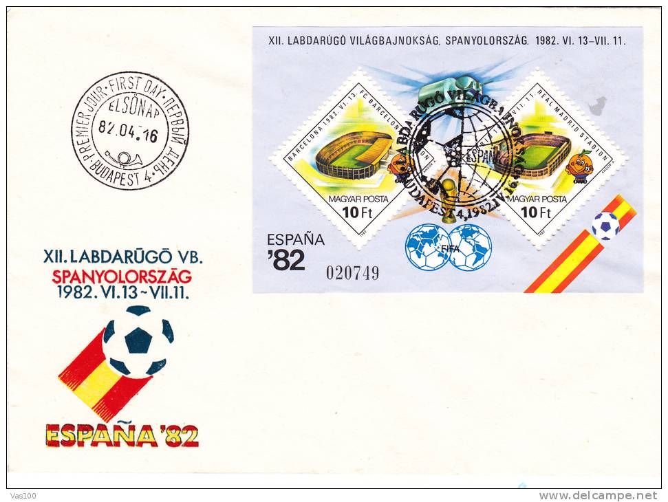 FOOTBALL, COUPE DU MONDE FIFA 1982 ESPAGNE, COVERS FDC, PREMIER JOUR, HUNGARY - 1982 – Spain