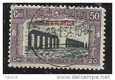 CIRENAICA 1929 MILIZIA II CENT. 50  + 20c USATO USED OBLITERE' - Cirenaica