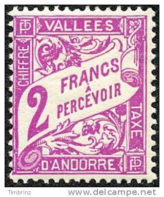 ANDORRE 1938 - Yv. Taxe 19 * TB  Cote= 13,00 EUR - Type Duval ..Réf.AND12712 - Neufs