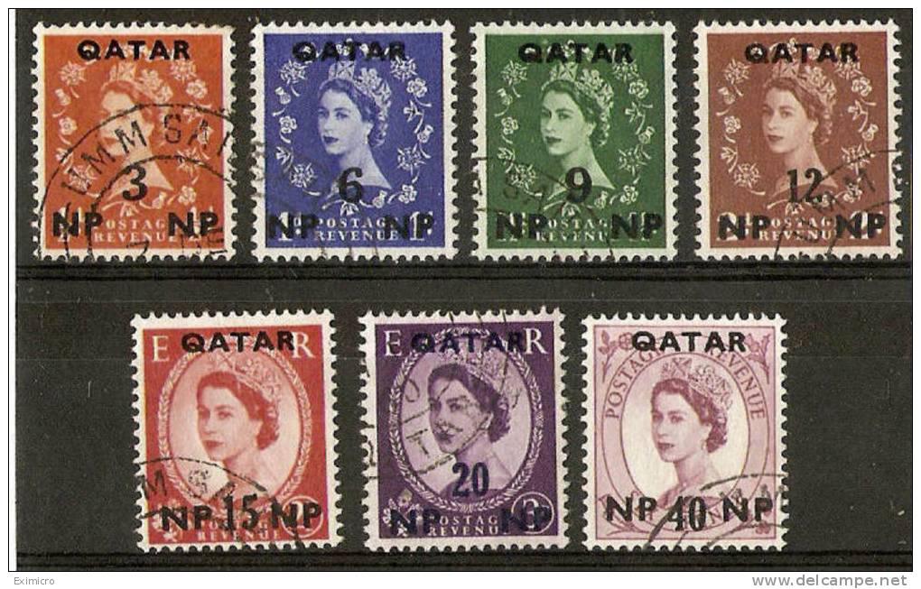 QATAR 1960 WATERMARK MULTIPLE CROWN SET SG 20/26 FINE USED Cat £13 - Qatar