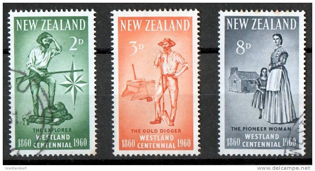 New Zealand 1960 Westland Centennial Set Of 3 Used - Used Stamps