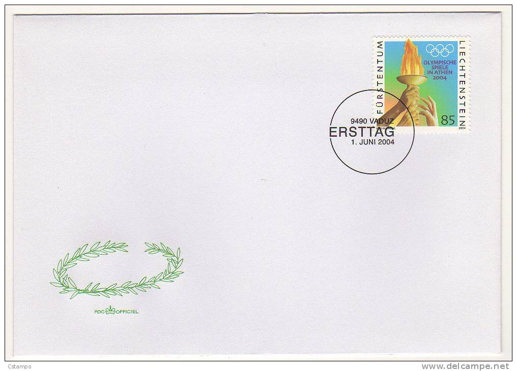 Atenas 2004 - Antorcha Olímpica - 2004 - Liechtenstein - Cover - Sobre Fdc - (#1) - Summer 2004: Athens