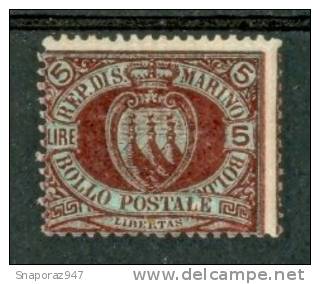 1894 S.Marino 5 Lire Gomma Originale Linguellato* - Neufs