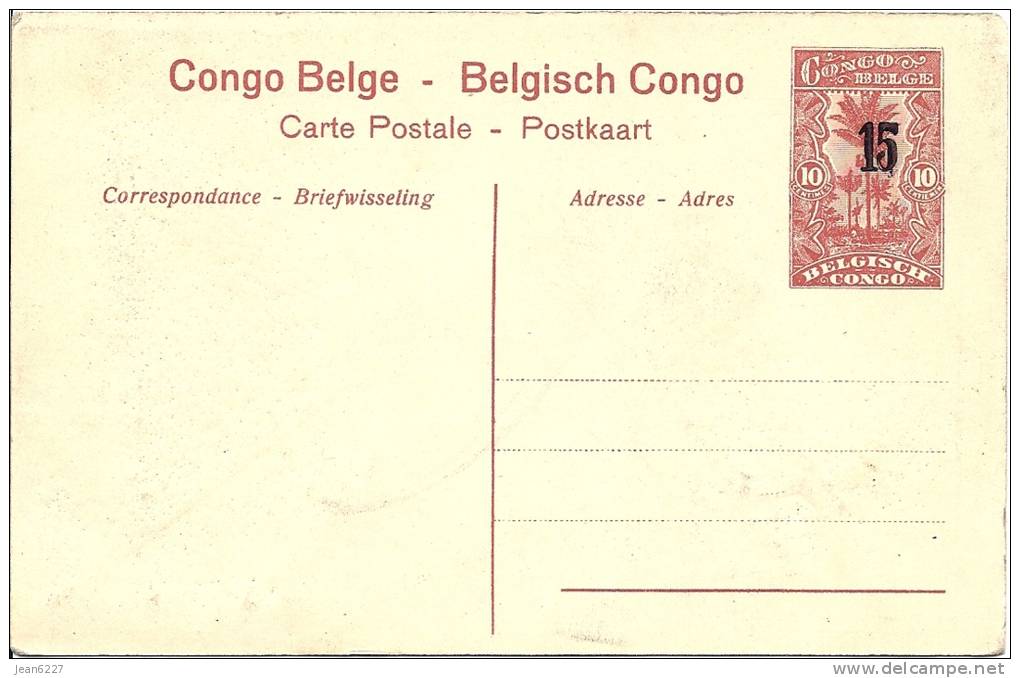 Congo Belge - Dragonnier Près De Mopolenge - 10 C Surchargé 15 - Entiers Postaux