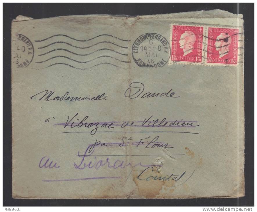 FRANCE 1946 N° 691 Paire Obl. S/lettre Entiére - 1944-45 Marianne Of Dulac