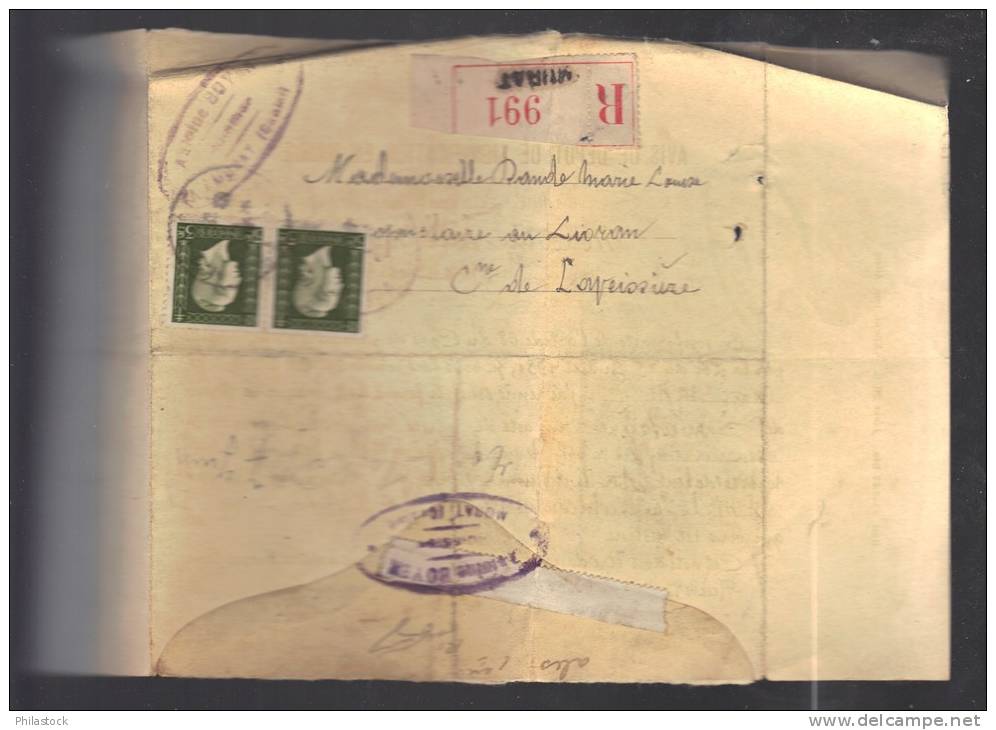 FRANCE 1945 N° 694 Paire Obl. S/lettre Entiére Recommandée - 1944-45 Marianne (Dulac)