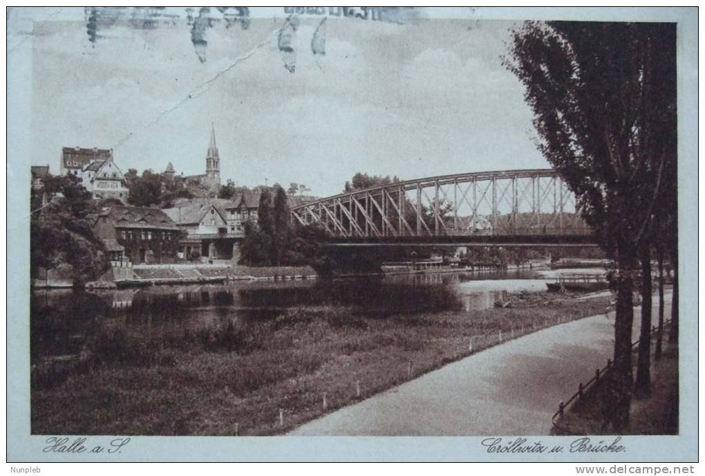 1927 GERMANY POSTCARD HALLE BRUCKE - Halle (Saale)