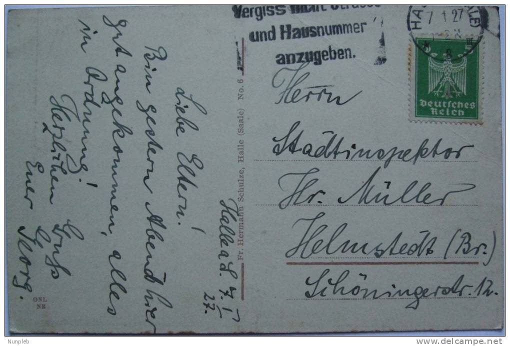 1927 GERMANY POSTCARD HALLE BRUCKE - Halle (Saale)