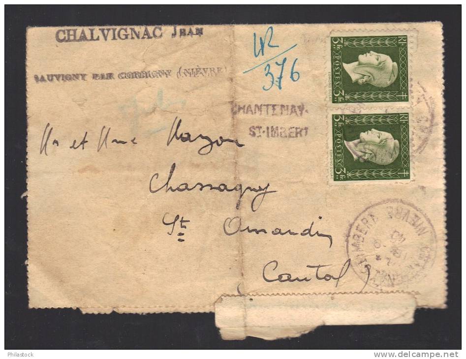 FRANCE 1946 N° 694 Paire Obl. S/lettre Entiére - 1944-45 Marianne De Dulac
