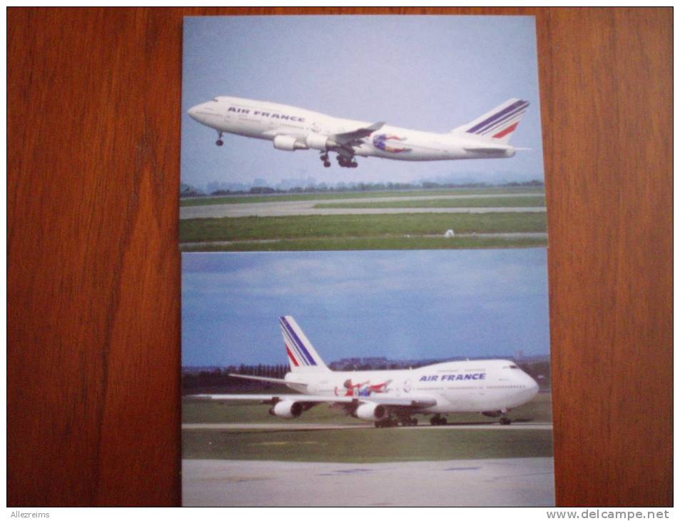 CPM  Avion : 2 Cartes De B 747  AIR FRANCE  Football  Tirage Récent De 500  Et 600 Ex - 1946-....: Moderne