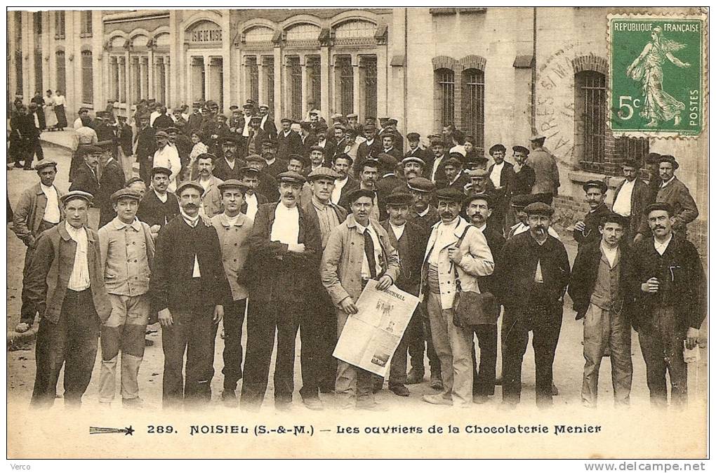 Carte Postale Ancienne De NOISIEL-Les Ouvriers De La Chocolaterie Menier - Noisiel