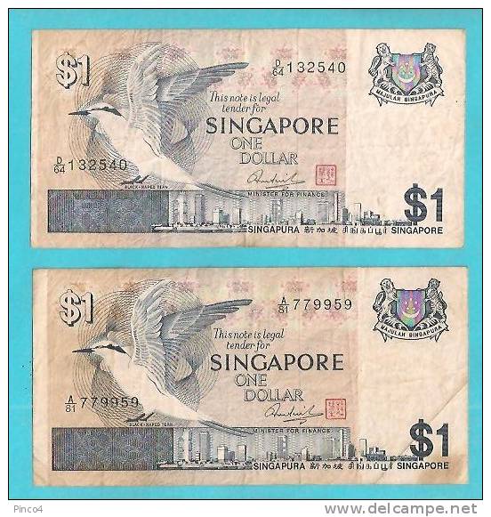 SINGAPORE 2 BANCONOTE DA 1 DOLLARO - Singapore