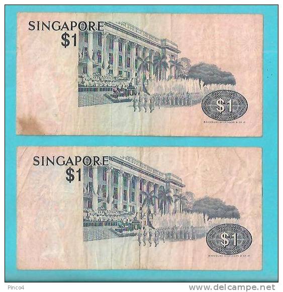 SINGAPORE 2 BANCONOTE DA 1 DOLLARO - Singapour