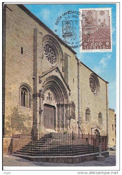 Carte-Maximum ITALIE N°Yvert 1914 (LANCIANO - Eglise) Obl Sp Ill 1er Jour 1991 - Maximumkaarten