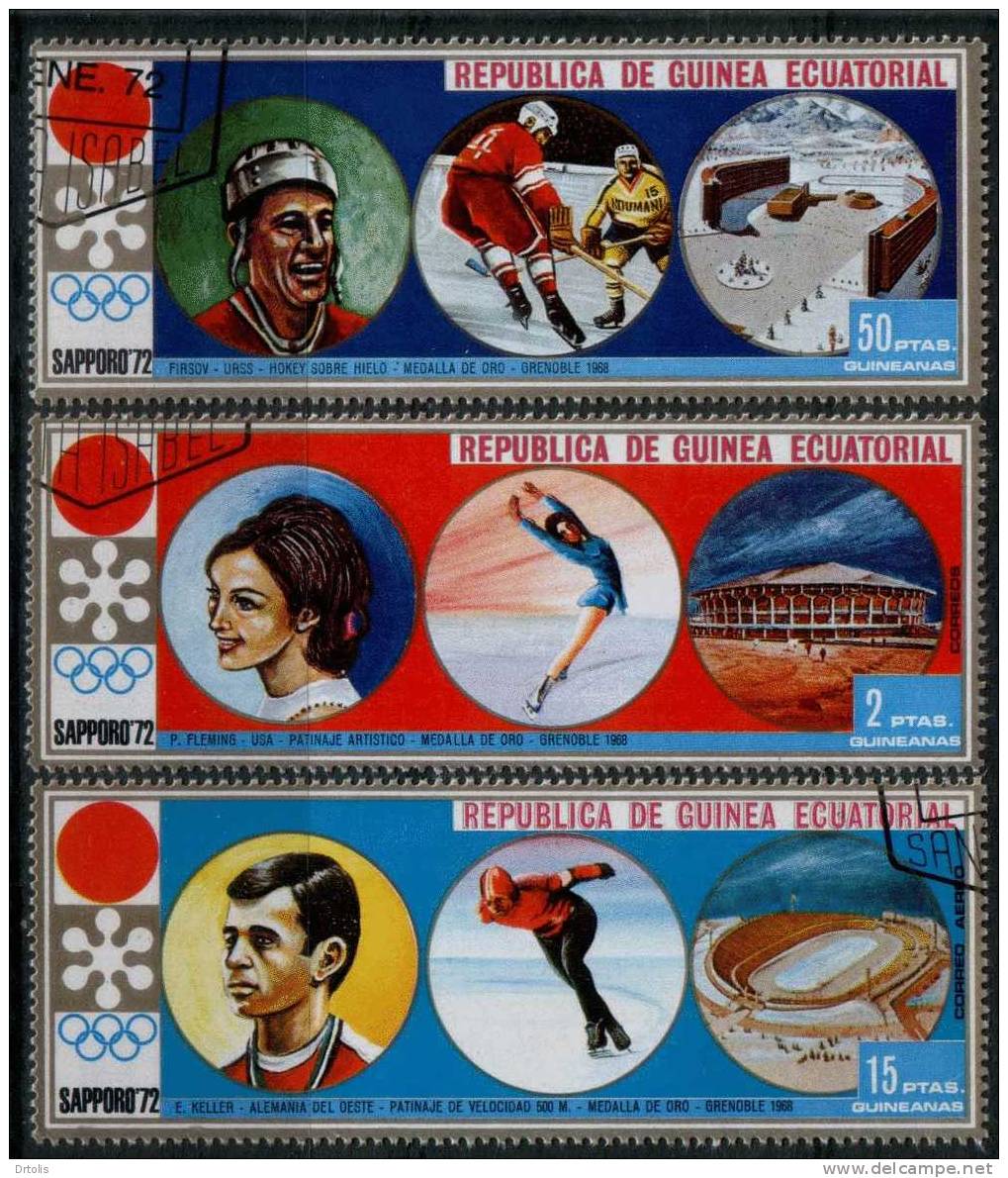 GUINEA ECUATORIAL / WINTER OLYMPIC GAMES   / SAPPORO 72 /  / 3 VFU STAMPS / 2 SCANS . . - Winter 1972: Sapporo
