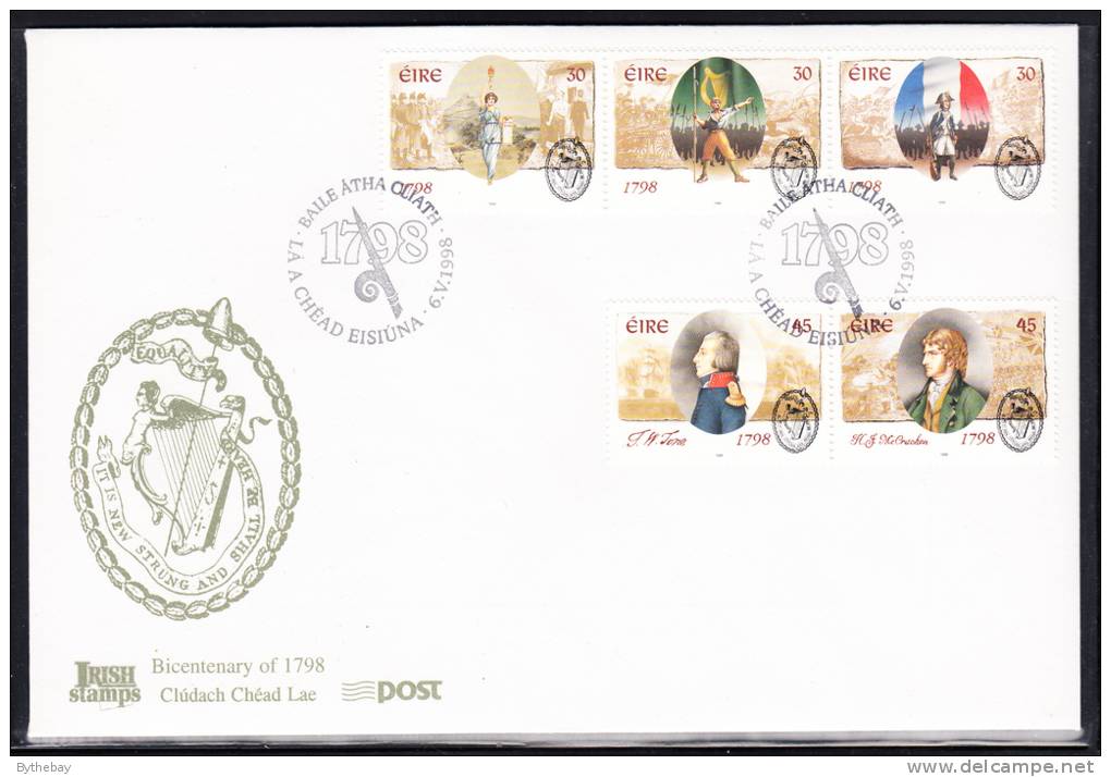 Ireland Scott #1130a, 1132a FDC Strip Of 3, Pair - Bicentenary Of United Irish Rebellion - FDC