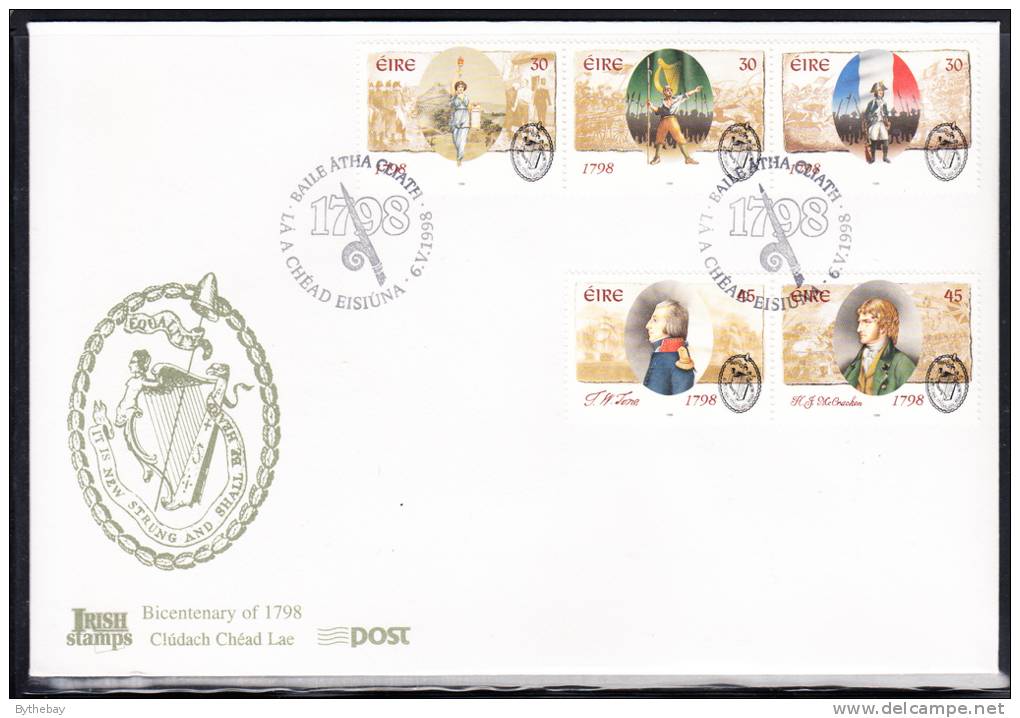 Ireland Scott #1130a, 1132a FDC Strip Of 3, Pair - Bicentenary Of United Irish Rebellion - FDC