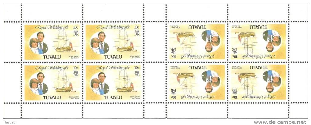 Tuvalu 1981 Mi# 145 C Kleinbogen ** MNH - Perf. 12 1/4 X 12 - Mini Sheet - Royal Yacht Carolina - Tuvalu